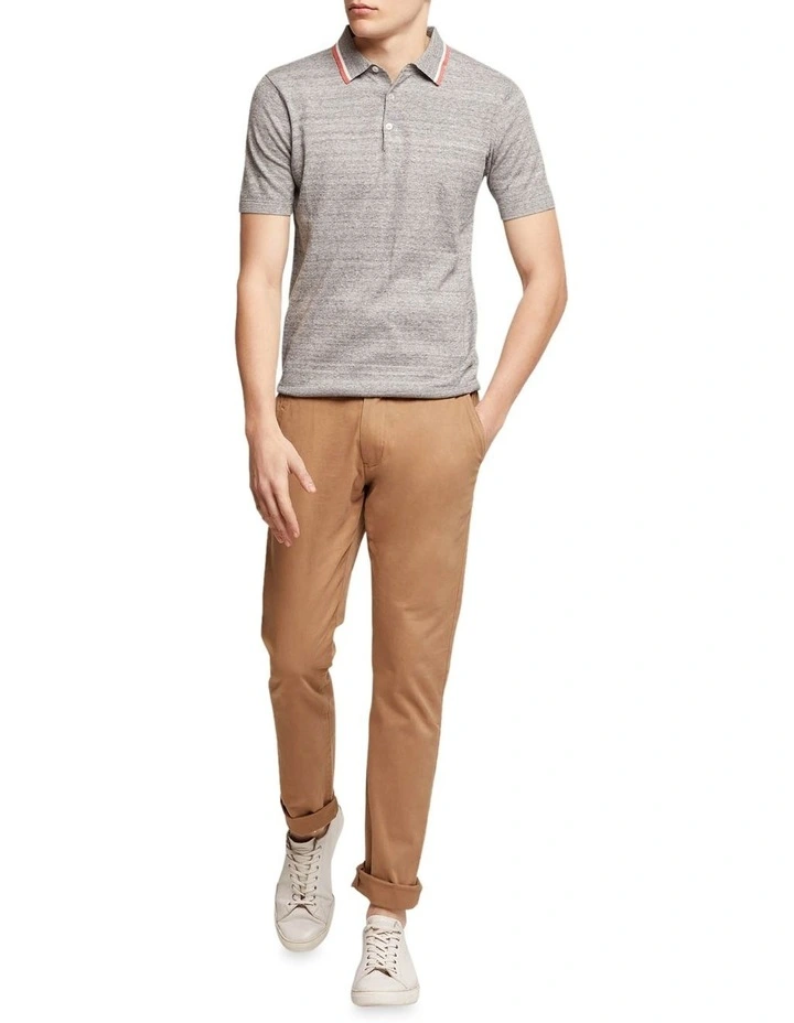 Oxford Newton Knitted Cotton Polo In Grey - Image 5