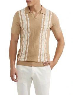 Oxford Finnigan Knitted Polo In Tan
