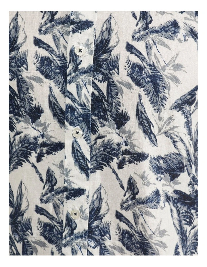Oxford Tottenham Linen Rayon Printed Shirt In Navy/White - Image 6