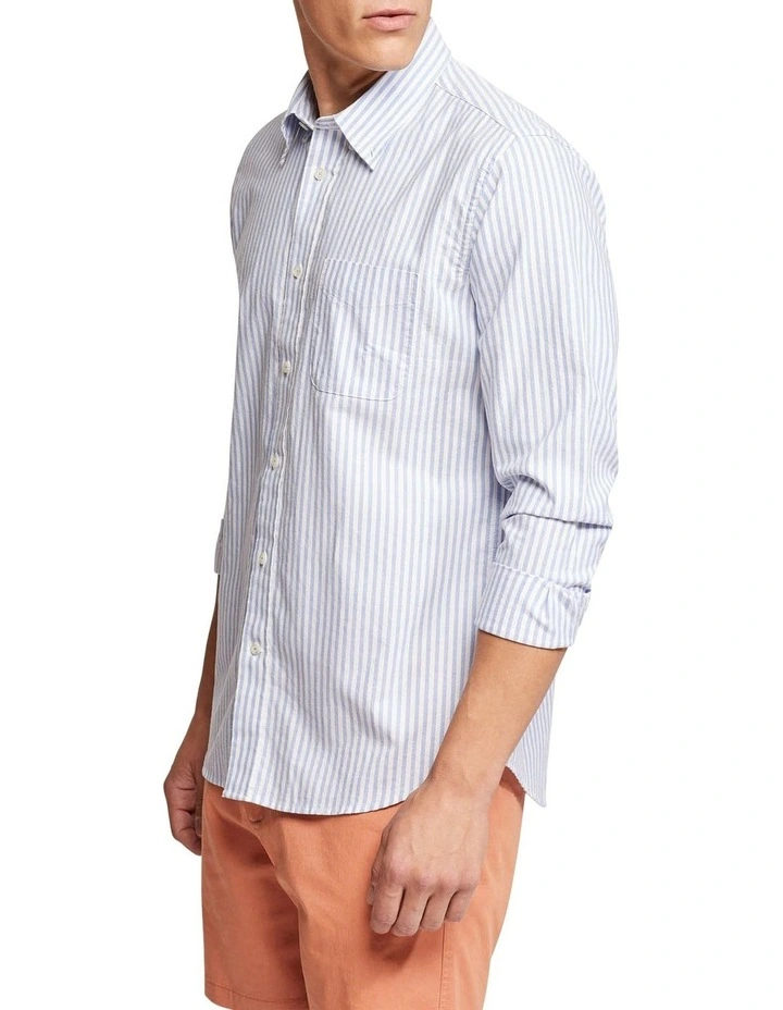 Oxford Portland Regular Fit Striped Shirt In Blue - Image 2