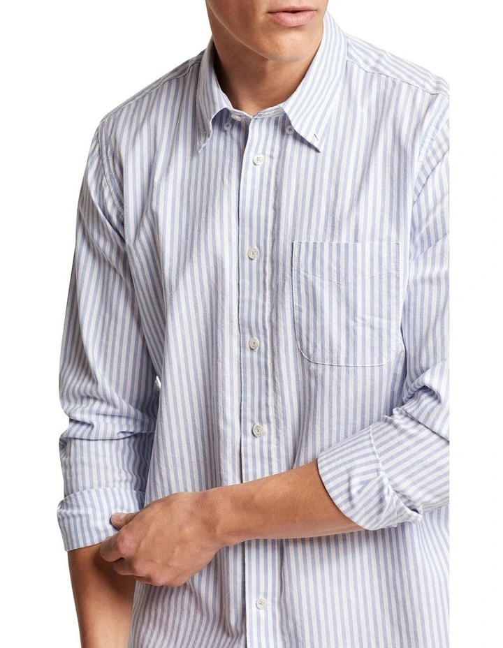 Oxford Portland Regular Fit Striped Shirt In Blue - Image 4