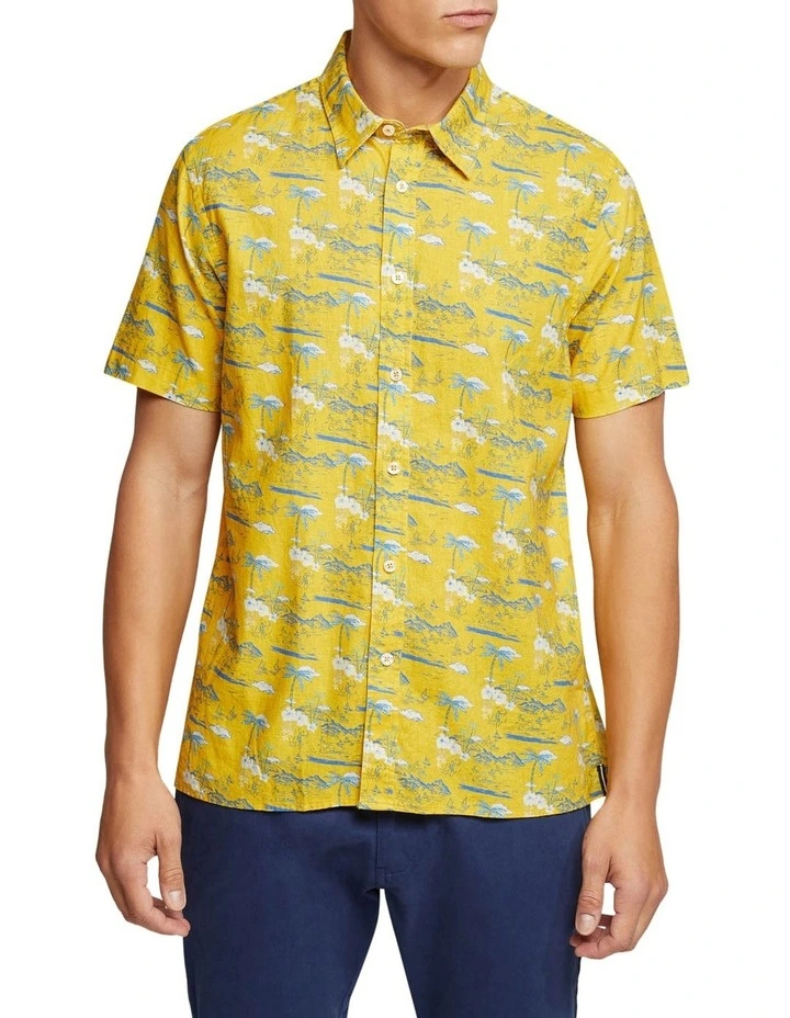 Oxford Leyton Linen Cotton Shirt In Yellow