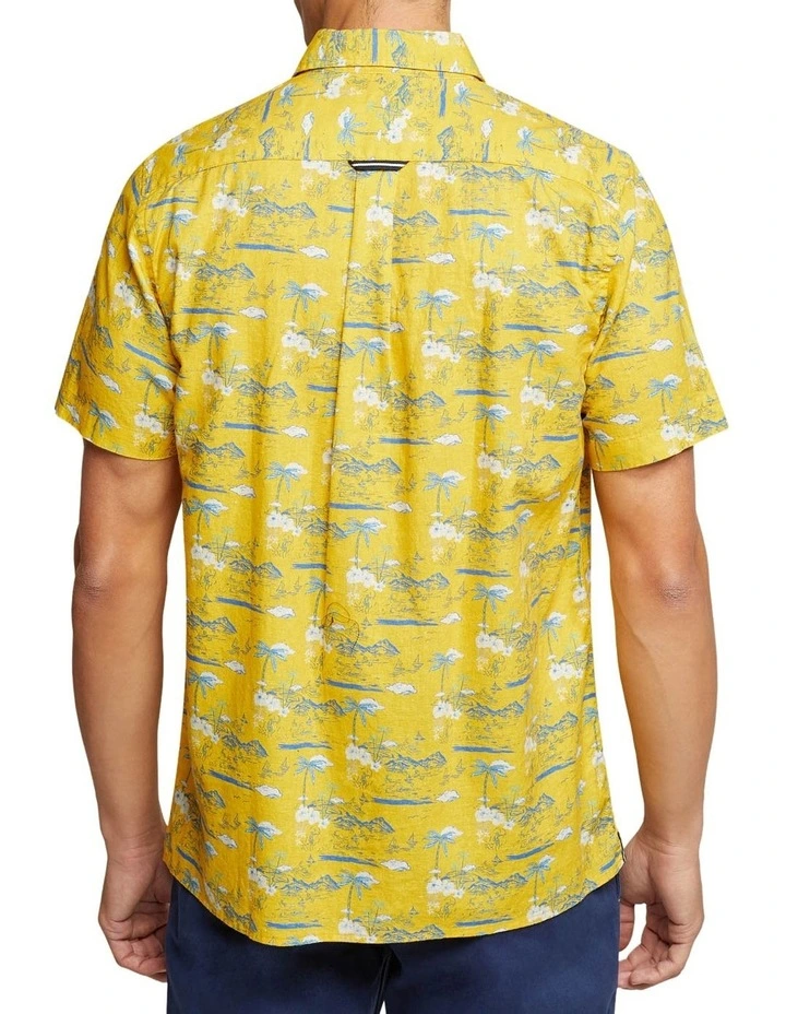 Oxford Leyton Linen Cotton Shirt In Yellow - Image 2