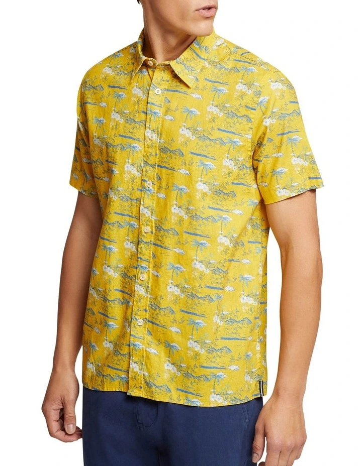 Oxford Leyton Linen Cotton Shirt In Yellow - Image 3
