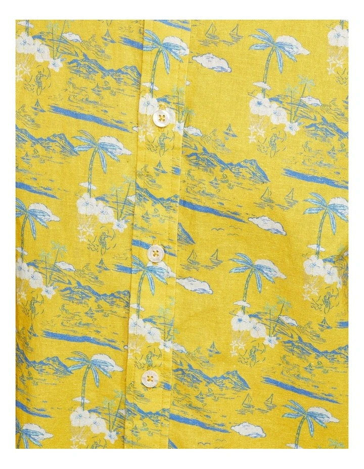Oxford Leyton Linen Cotton Shirt In Yellow - Image 6