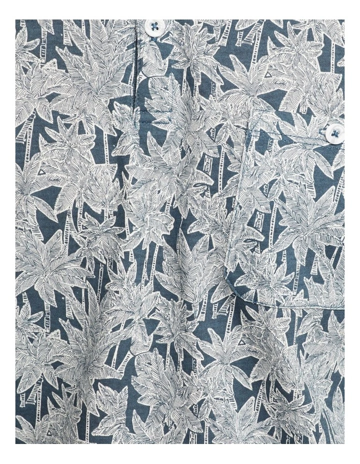 Oxford Morgan Palm Tree Printed Polo In Blue - Image 6