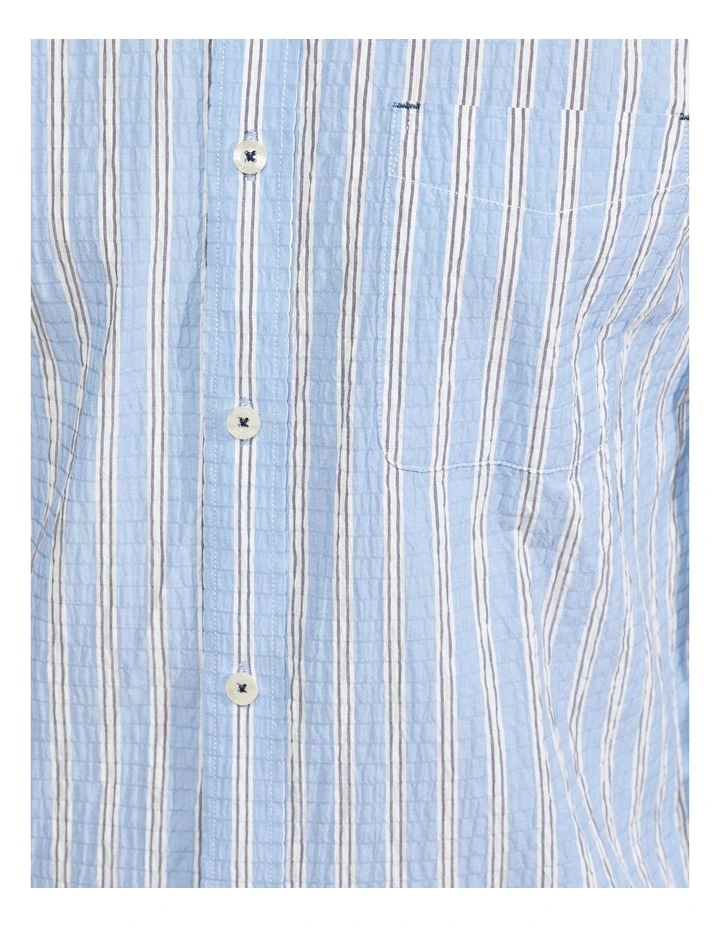 Oxford Uxbridge Seersucker Striped Shirt In Blue/Navy - Image 6