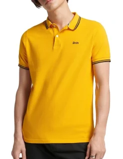 Superdry Vintage Tipped Polo In Utah Gold/Black