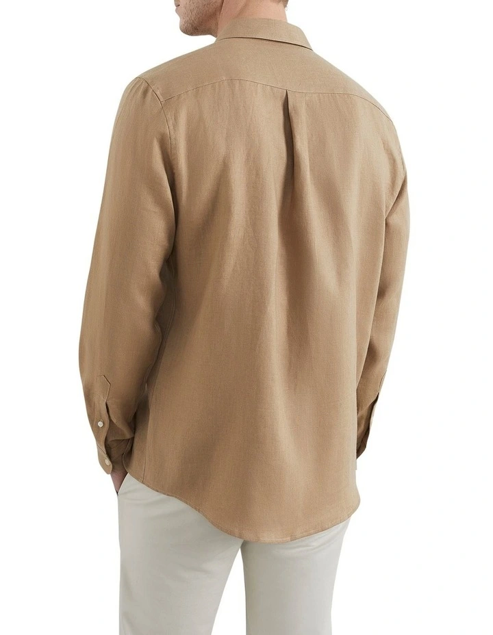 French Connection Linen Classic Fit Shirt In Brown 3 French Connection Linen Classic Fit Shirt In Brown - Image 3