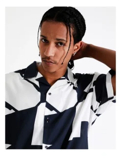Jack & Jones Abstract Geo Resort Short Sleeve Shirt In Black/White -Nena & Pasadena Sales 950189860 3 720x928