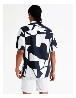 Jack & Jones Abstract Geo Resort Short Sleeve Shirt In Black/White -Nena & Pasadena Sales 950189860 7 720x928