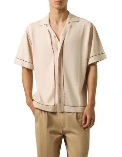 Article One Albius Knit Shirt In Beige