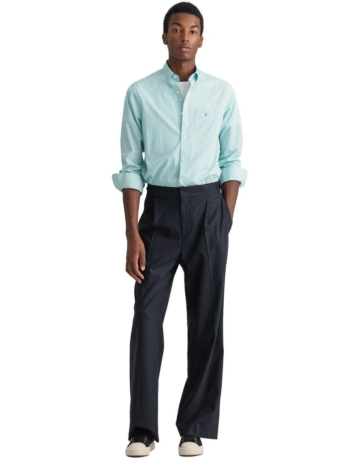 Gant Regular Broadcloth Banker Long Sleeve Shirt In Aqua Green - Image 4
