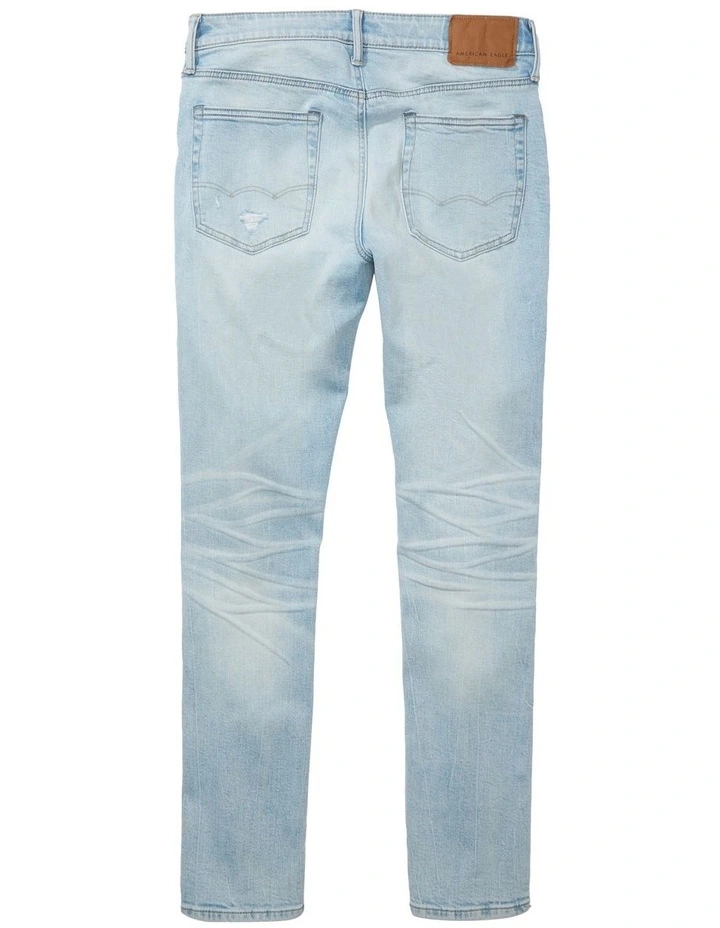 American Eagle AirFlex Patched Slim Jean In Light Destroy Wash In Blue 5 American Eagle AirFlex Patched Slim Jean In Light Destroy Wash In Blue - Image 5