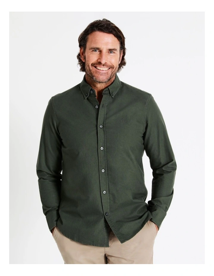 Reserve Harper Long Sleeve Oxford Shirt In Green - Image 2