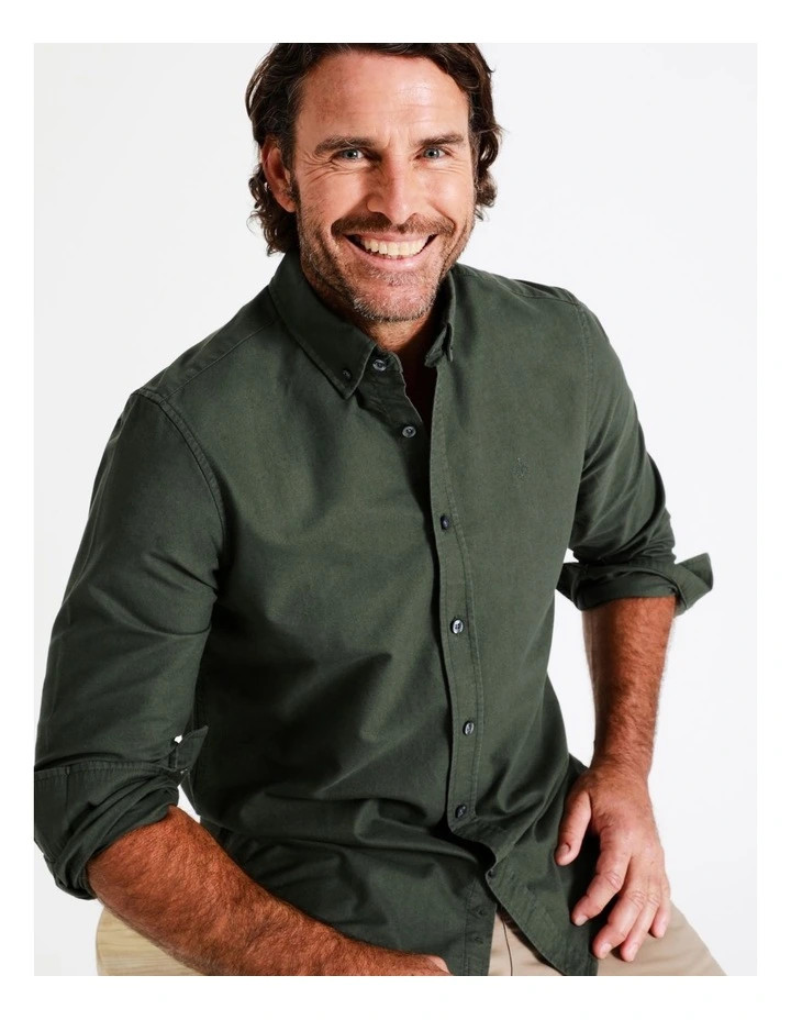 Reserve Harper Long Sleeve Oxford Shirt In Green - Image 4
