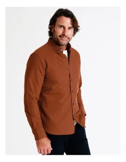 Reserve Harper Long Sleeve Oxford Shirt In Orange