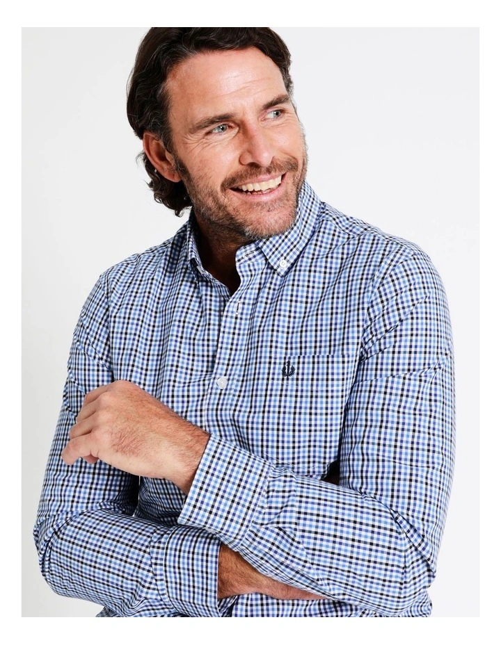 Reserve Turner Long Sleeve Check Shirt In Blue 3 Reserve Turner Long Sleeve Check Shirt In Blue - Image 3