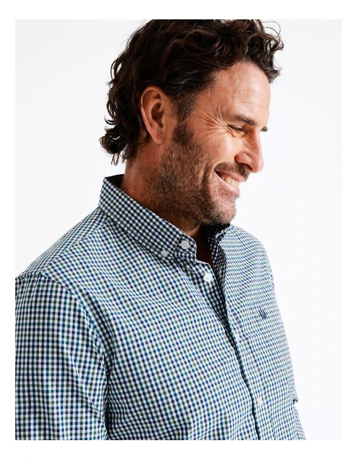 Reserve Turner Long Sleeve Check Shirt In Green 4 Reserve Turner Long Sleeve Check Shirt In Green - Image 4