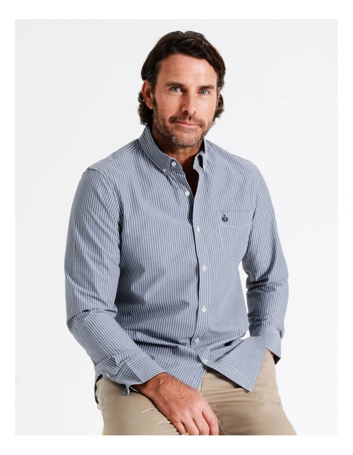 Reserve Harris Long Sleeve Stripe Shirt In Navy 7 Reserve Harris Long Sleeve Stripe Shirt In Navy - Image 7