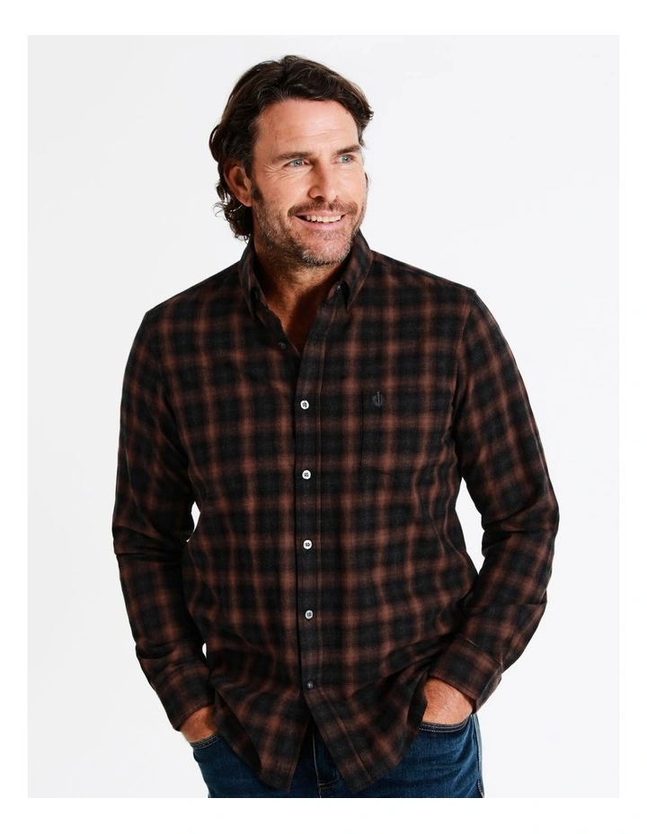 Reserve Croft Long Sleeve Check Shirt In Orange - Image 4