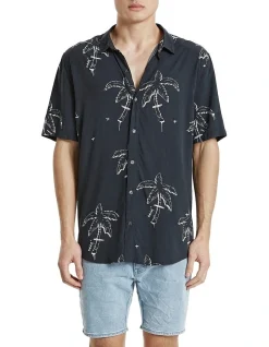 KSCY Become Relaxed Short Sleeve Shirt In Black/White Print