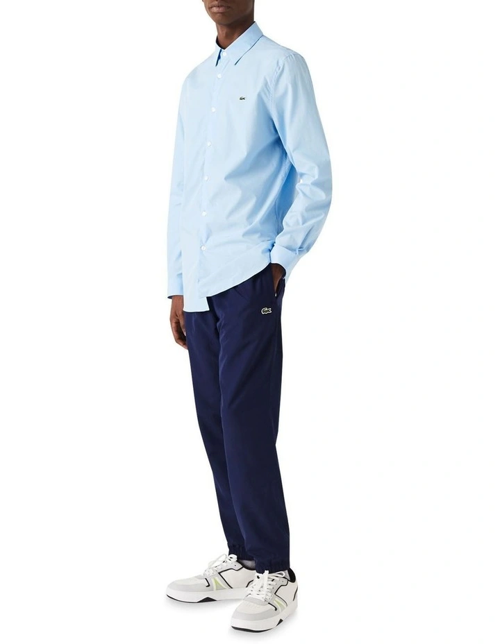 Lacoste Long Sleeve Slim Stretch Poplin Shirt In Overview Blue - Image 2