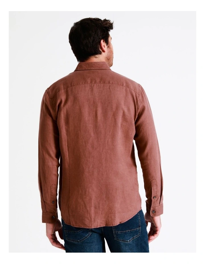 Maddox Alec Linen Long Sleeve Shirt In Orange - Image 7