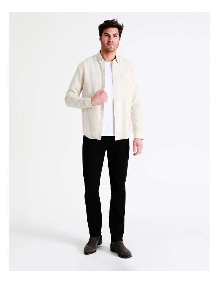 Maddox Alec Linen Long Sleeve Shirt In Beige - Image 3