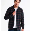 Maddox Marine Long Sleeve Check Overshirt In Navy