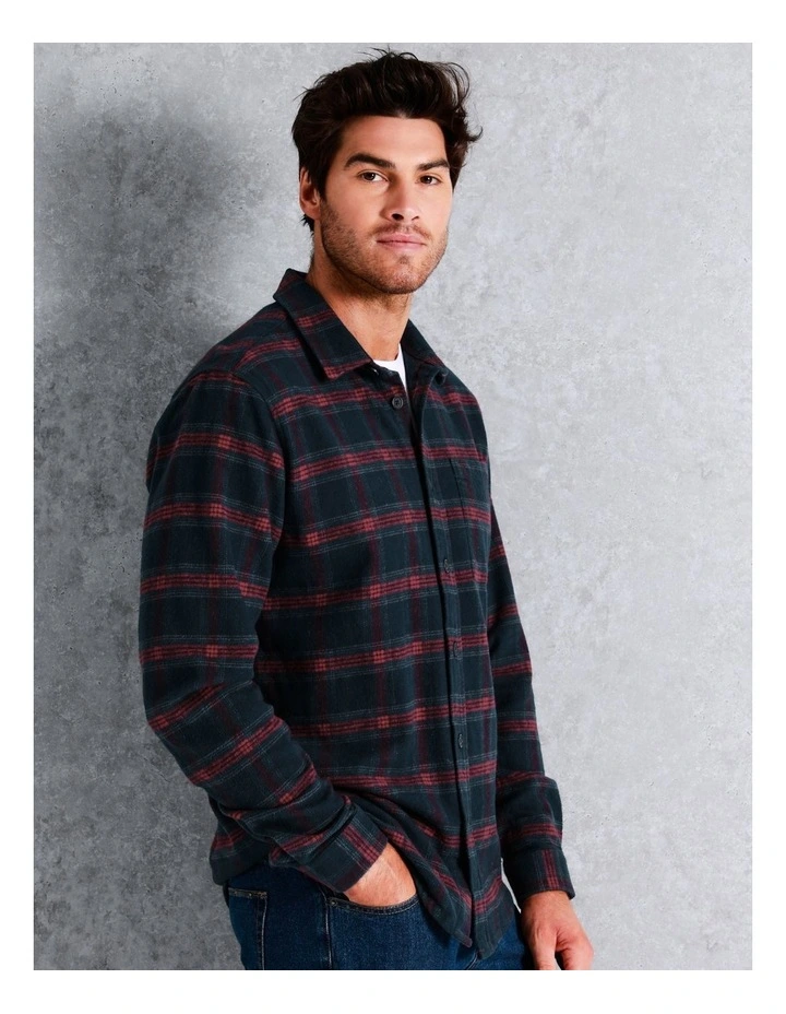 Maddox Marine Long Sleeve Check Overshirt In Navy - Image 2