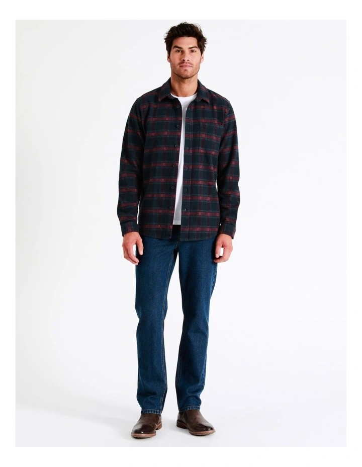 Maddox Marine Long Sleeve Check Overshirt In Navy - Image 3