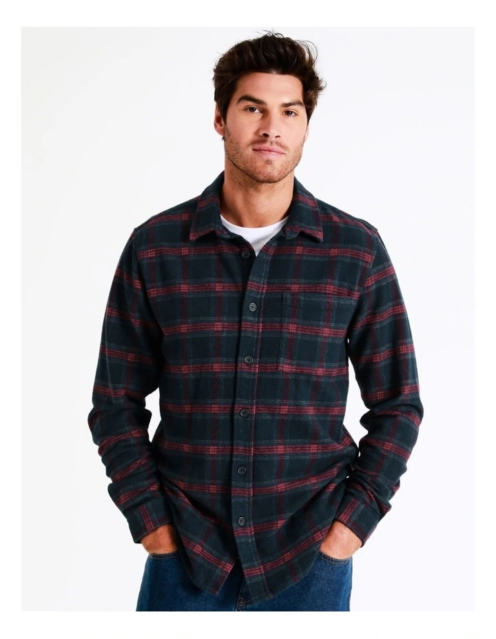 Maddox Marine Long Sleeve Check Overshirt In Navy - Image 5