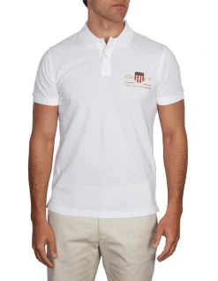 Gant Archive Shield Short Sleeve Pique Polo In White