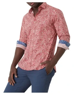 MJ Bale Mazarro Print Shirt In Red Patent