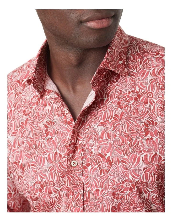 MJ Bale Mazarro Print Shirt In Red Patent - Image 3