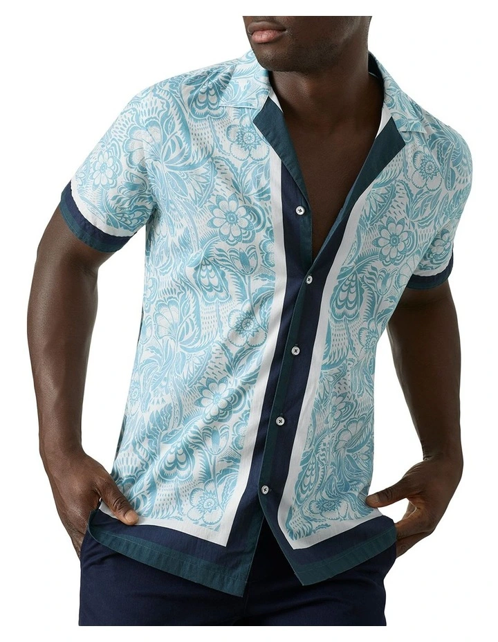 MJ Bale Airlie Camp Collar Short Sleeve Shirt In Blue 2 MJ Bale Airlie Camp Collar Short Sleeve Shirt In Blue - Image 2