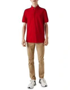 Lacoste Paris Stretch Polo In Red