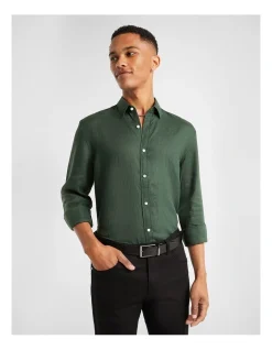 Yd. West Hampton Pure Linen Shirt In Green