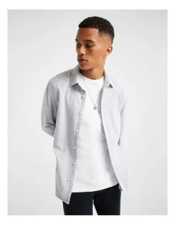 Yd. Lucas Textured Brushed Shirt In Grey