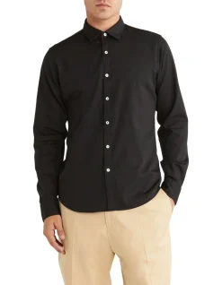 Calvin Klein Nevertuck Long Sleeve Shirt In Black