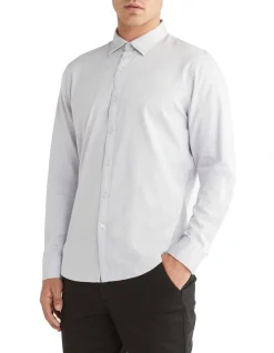 Calvin Klein Nevertuck Long Sleeve Shirt In Grey
