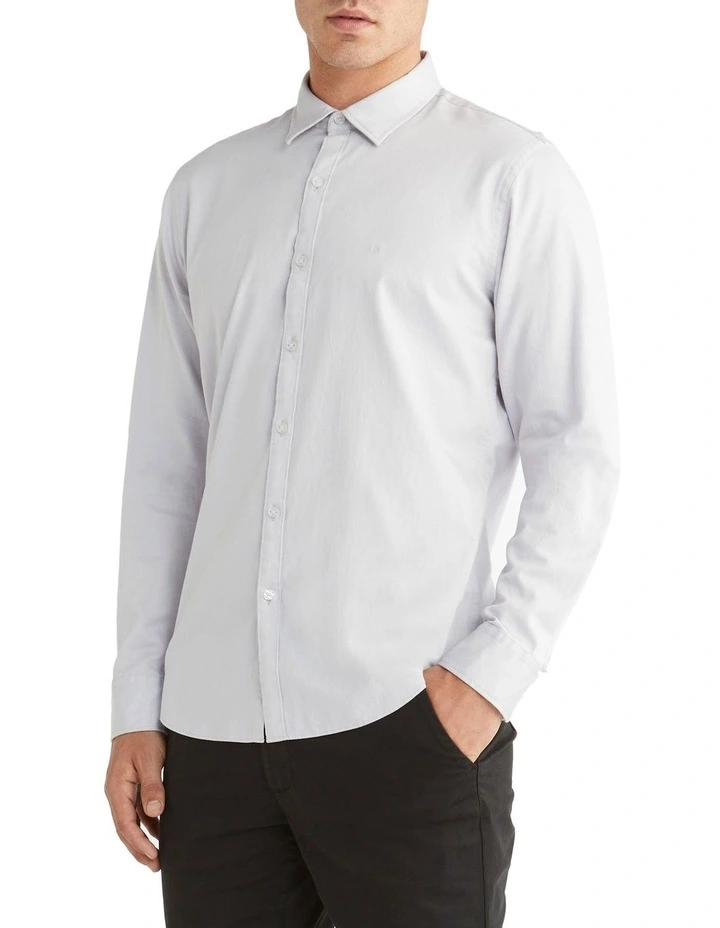 Calvin Klein Nevertuck Long Sleeve Shirt In Grey