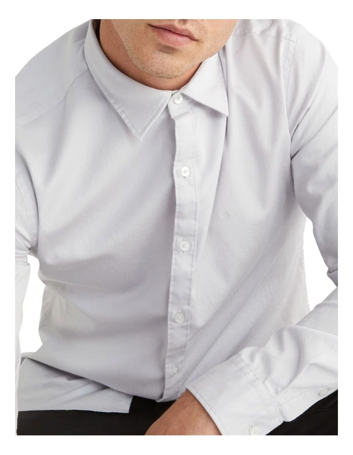 Calvin Klein Nevertuck Long Sleeve Shirt In Grey - Image 4