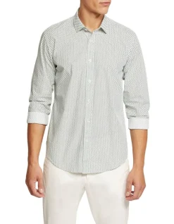 Oxford Kenton Printed Cotton Shirt In Green