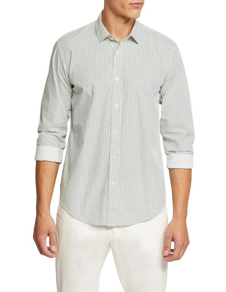 Oxford Kenton Printed Cotton Shirt In Green