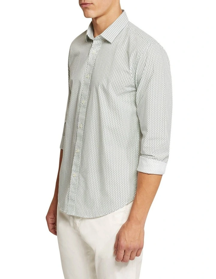 Oxford Kenton Printed Cotton Shirt In Green - Image 3