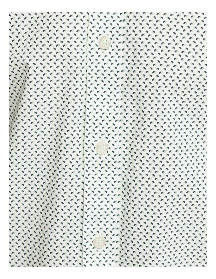Oxford Kenton Printed Cotton Shirt In Green - Image 6