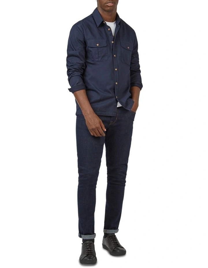Ben Sherman Cotton Twill Overshirt In Navy 2 Ben Sherman Cotton Twill Overshirt In Navy - Image 2