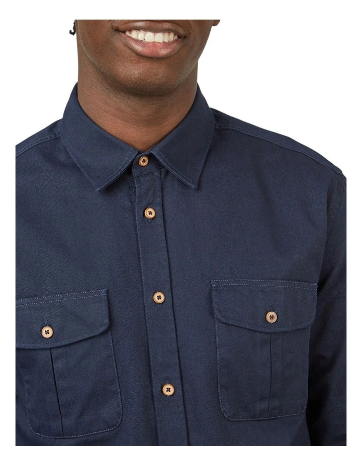 Ben Sherman Cotton Twill Overshirt In Navy 4 Ben Sherman Cotton Twill Overshirt In Navy - Image 4